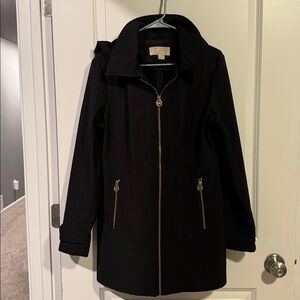 Michael Kors Black Trench Coat with Gold Accents